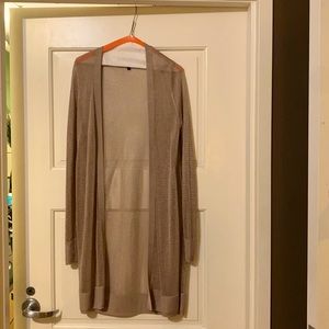 White House Black Market taupe mesh duster